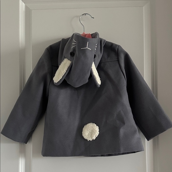 Cat & Jack Charcoal Hooded Bunny Rabbit Pea Coat for Kids - Size 2T - Picture 8 of 11